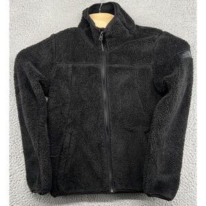 North Face Full Zip‎ Fleece Jacket Black Wormen's Small Fuzzy Sleeve TNF Patch